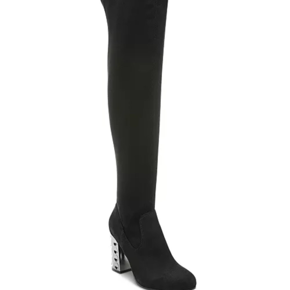 Carlos by Carlos over the knee black faux suede boots & embellished heel. NWOT